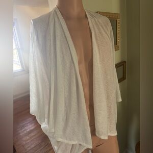 Lightweight White Draped Open Front Women's Cardigan